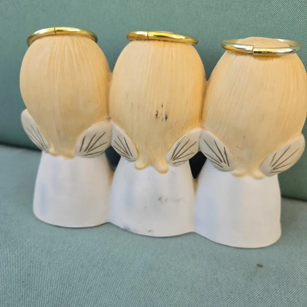Christmas Decor - 3 Praying Angels Figurine Porcelain Hand Painted 4